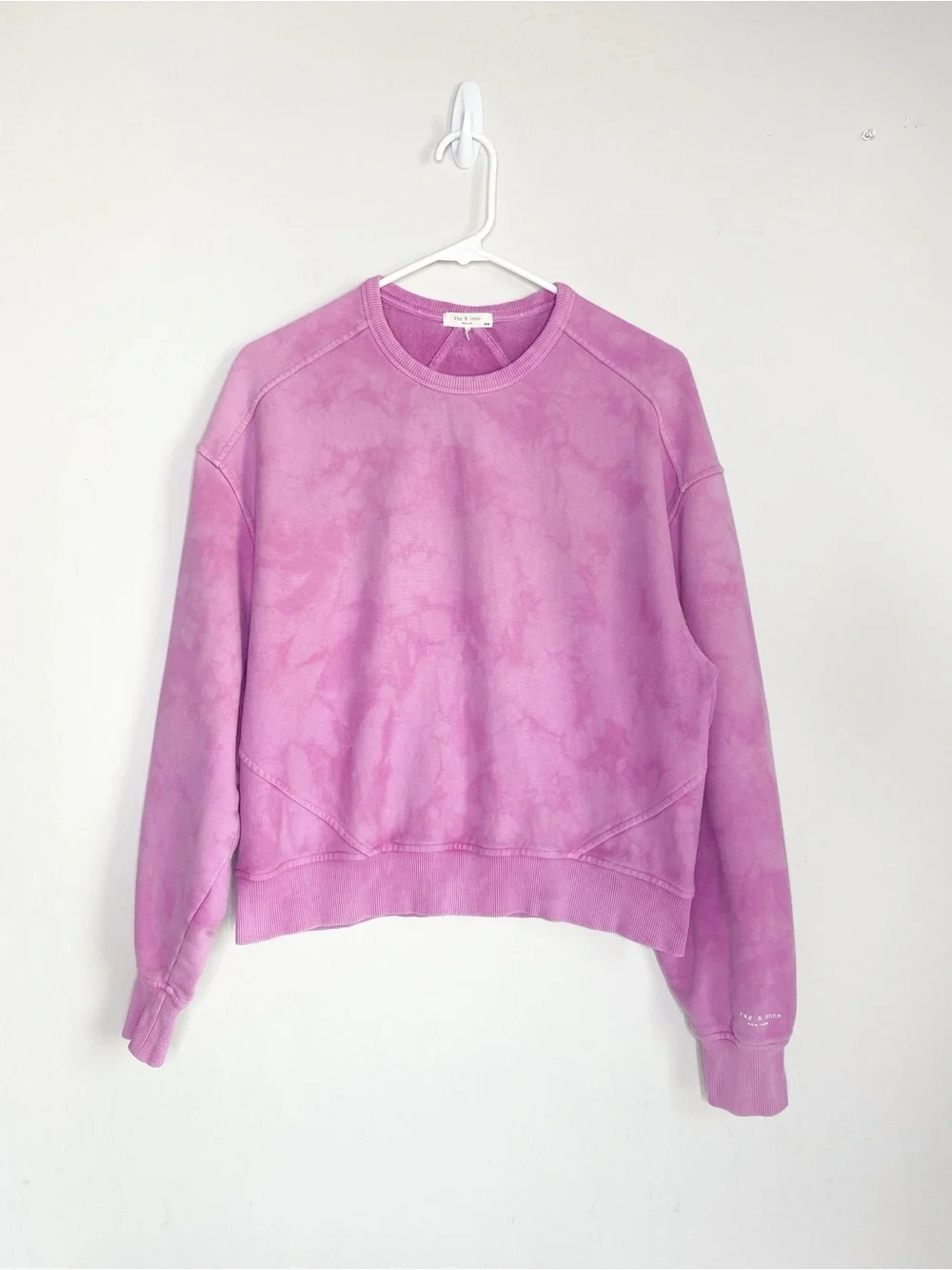Rag & Bone City Tie Dye Terry Sweatshirt in Fuchsia Size M